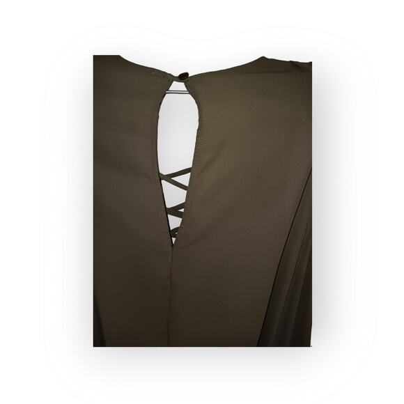 Love Tree Olive Green Lace up bodice Jumpsuit size Medium d - Picture 4 of 5